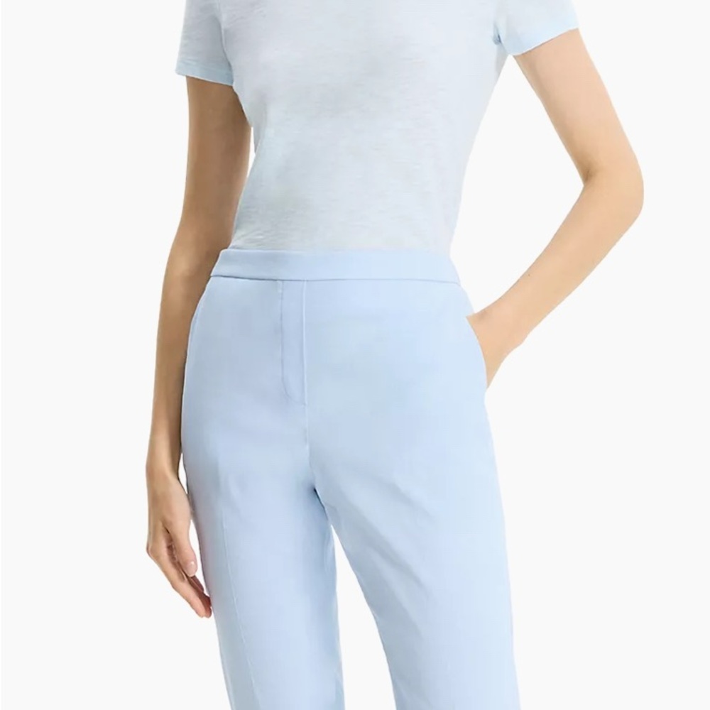 Theory Pale Blue Linen-Blend Pants